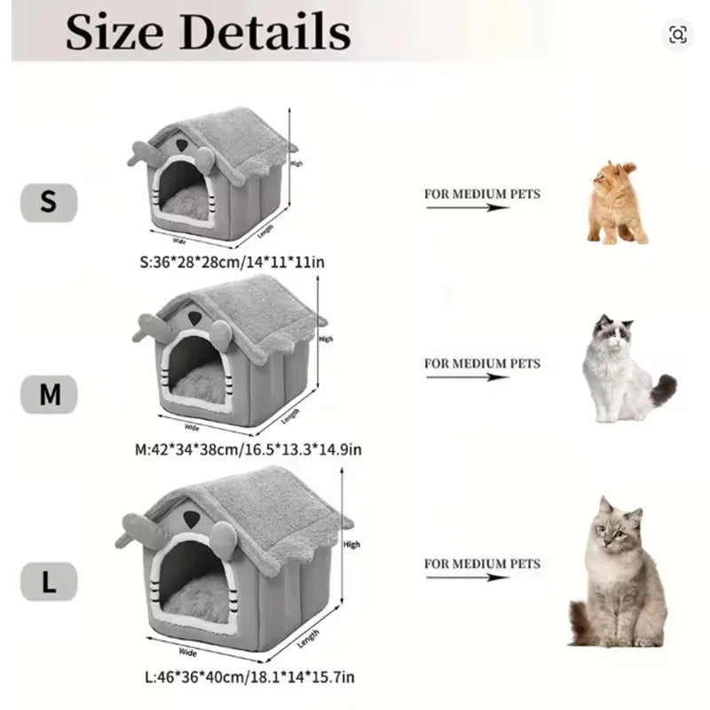 Foldable Pet House Removable Washable Cat House - zinko
