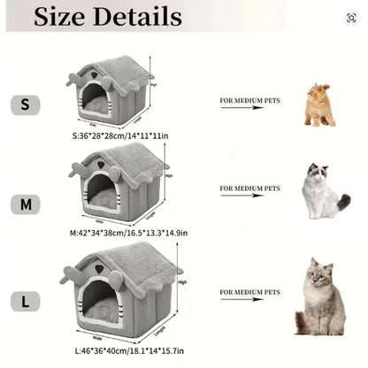 Foldable Pet House Removable Washable Cat House - zinko